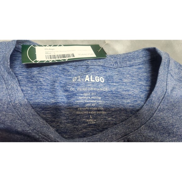 01 Algo Men's Size Large Blue Circular Mountain Performance Graphic T Shirt NWT - Picture 4 of 10